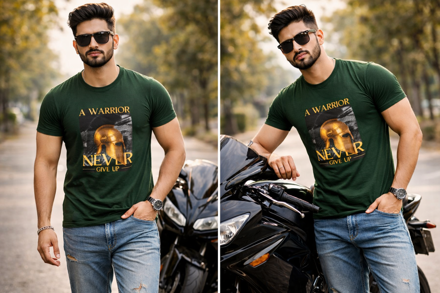 Green Cotton Round Neck T shirt  – 180 GSM| S to XXL Available