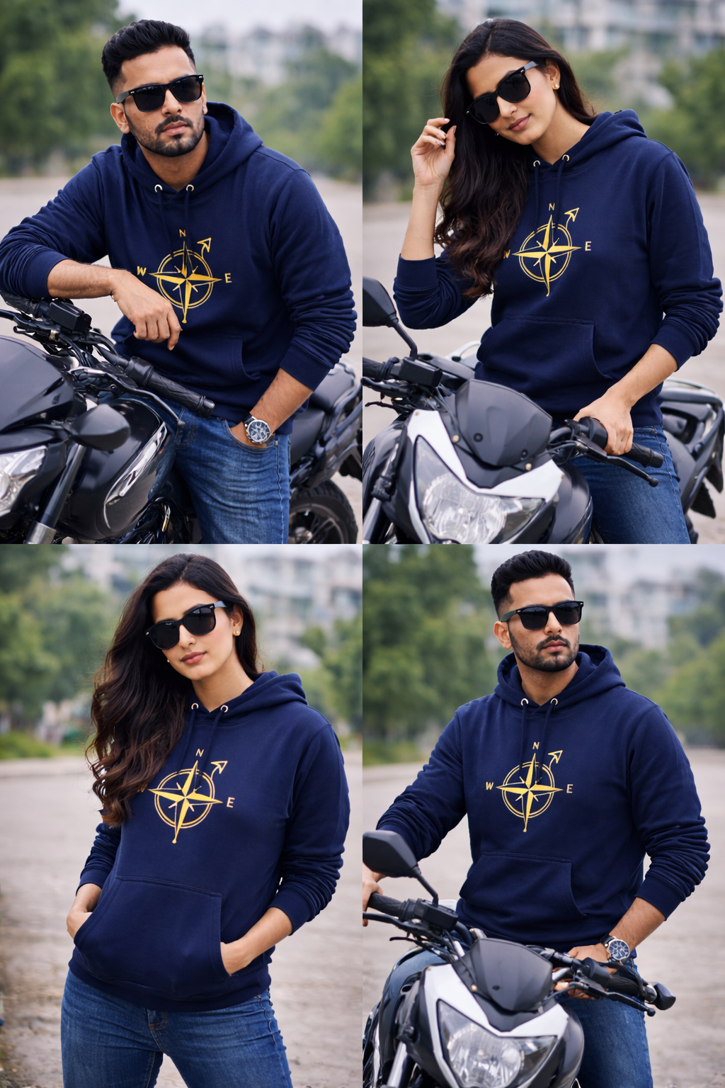 Blue Cotton Hoodie without zipper uni sex   – 300 GSM| S to XXL Available
