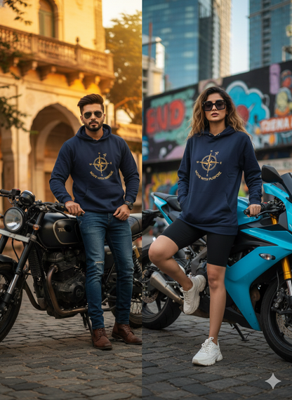 Blue Cotton Hoodie without zipper uni sex   – 300 GSM| S to XXL Available