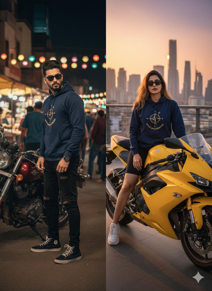 Blue Cotton Hoodie without zipper uni sex   – 300 GSM| S to XXL Available