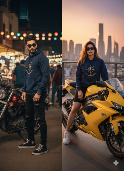 Blue Cotton Hoodie without zipper uni sex   – 300 GSM| S to XXL Available