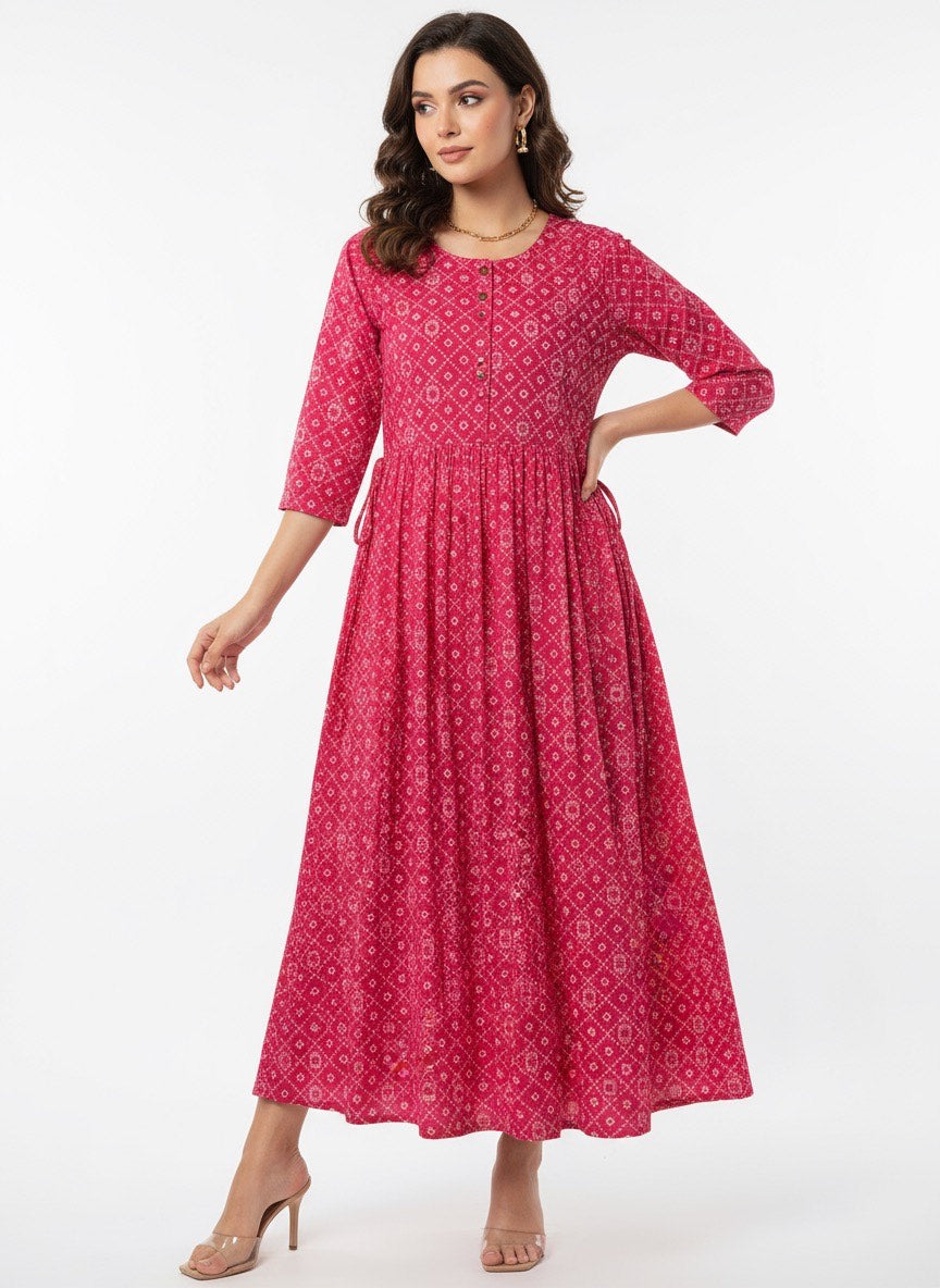 Printed Flared Kurti Collection – Black, Maroon, Indigo & Navy Blue (3XL)