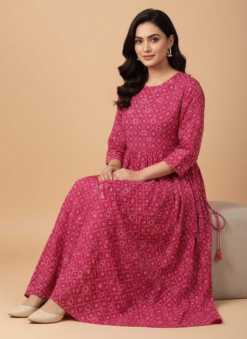 Printed Flared Kurti Collection – Black, Maroon, Indigo & Navy Blue (3XL)