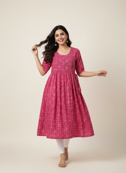 Printed Flared Kurti Collection – Black, Maroon, Indigo & Navy Blue (3XL)