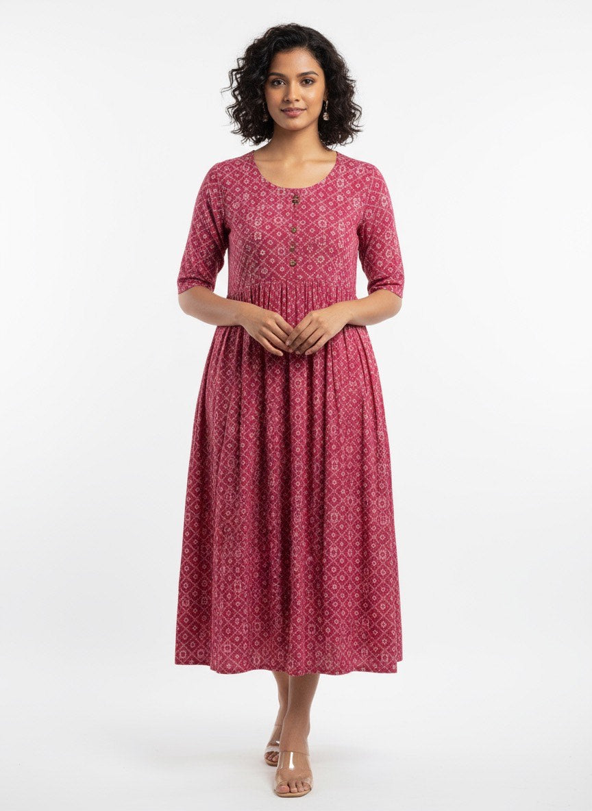 Printed Flared Kurti Collection – Black, Maroon, Indigo & Navy Blue (3XL)