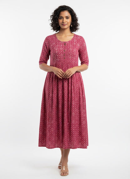 Printed Flared Kurti Collection – Black, Maroon, Indigo & Navy Blue (3XL)