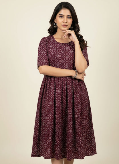 Printed Flared Kurti Collection – Black, Maroon, Indigo & Navy Blue (3XL)