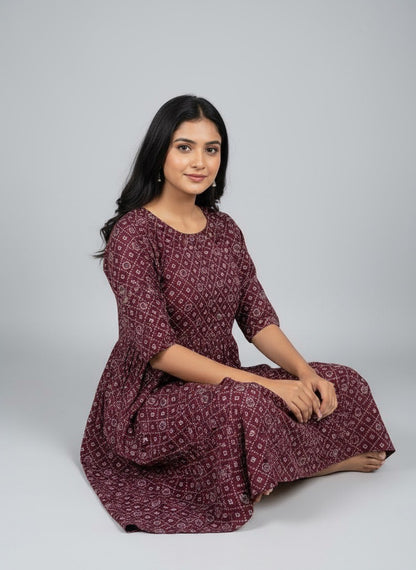 Printed Flared Kurti Collection – Black, Maroon, Indigo & Navy Blue (3XL)