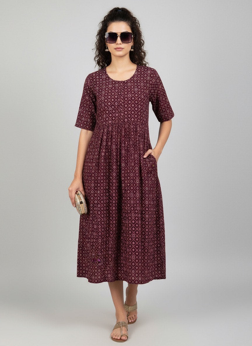 Printed Flared Kurti Collection – Black, Maroon, Indigo & Navy Blue (3XL)