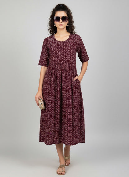 Printed Flared Kurti Collection – Black, Maroon, Indigo & Navy Blue (3XL)