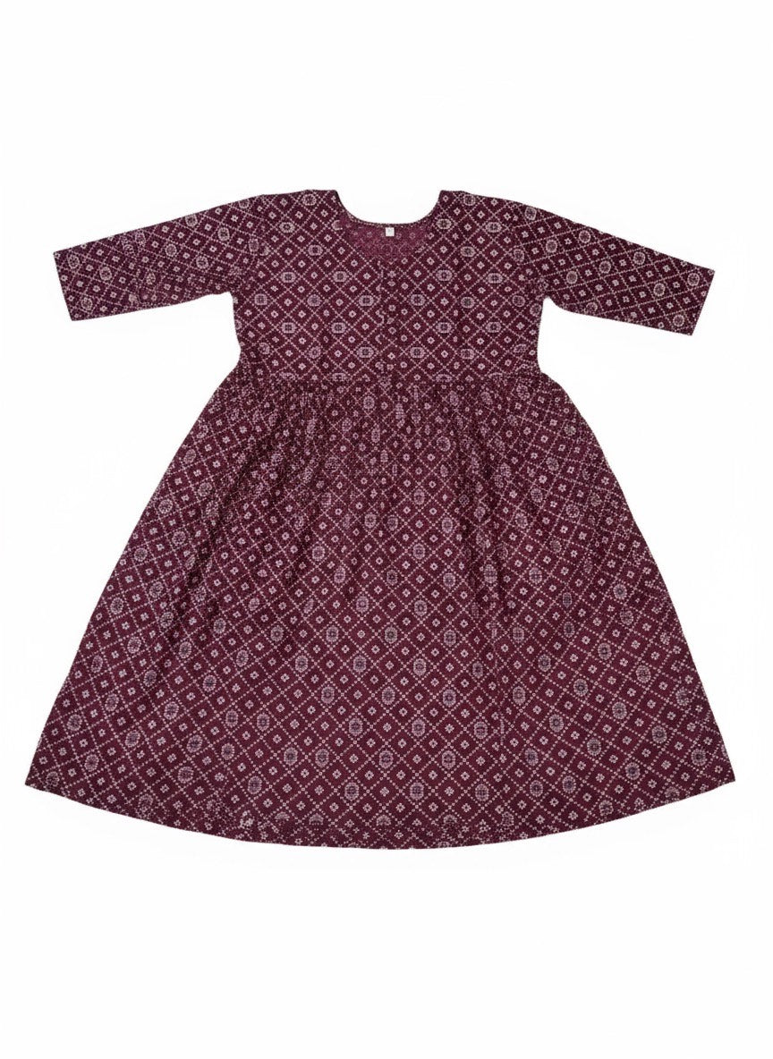 Printed Flared Kurti Collection – Black, Maroon, Indigo & Navy Blue (3XL)