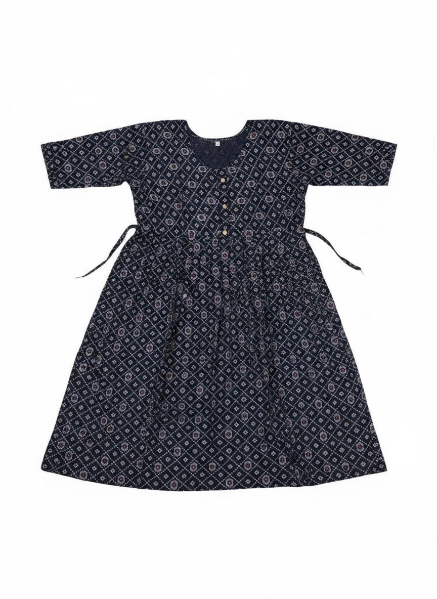 Printed Flared Kurti Collection – Black, Maroon, Indigo & Navy Blue (3XL)