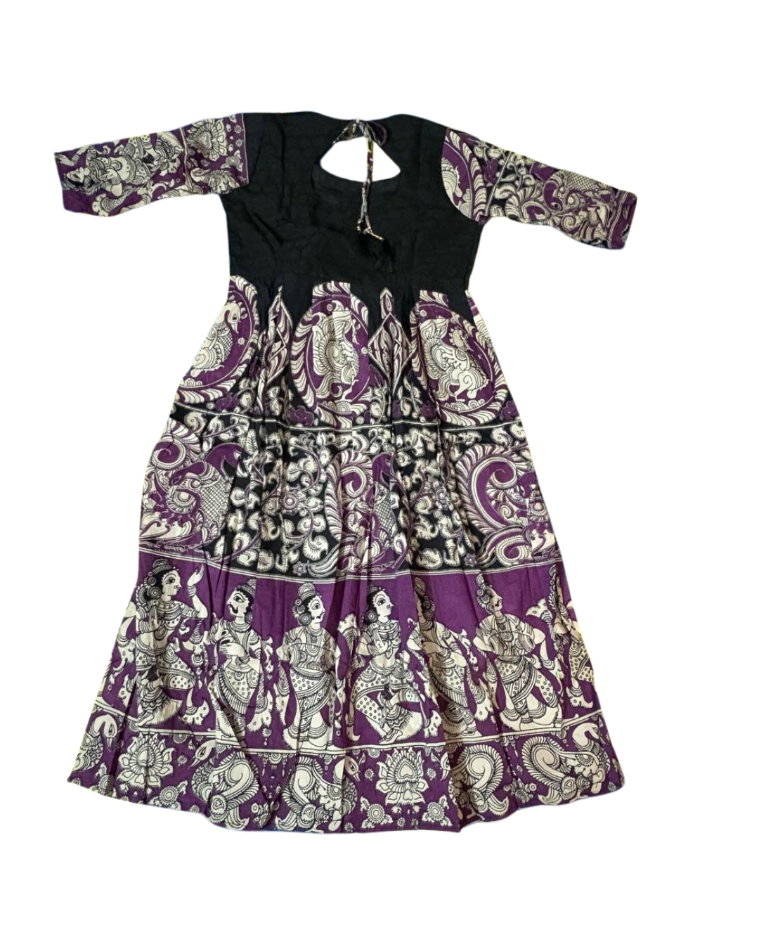 Black & Purple Floral Kurti – Traditional Elegance