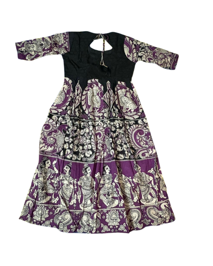 Black & Purple Floral Kurti – Traditional Elegance