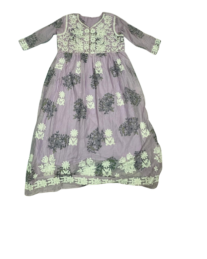 Lavender Grace – Embroidered Elegance in Bloom - M & XL Sizes Available