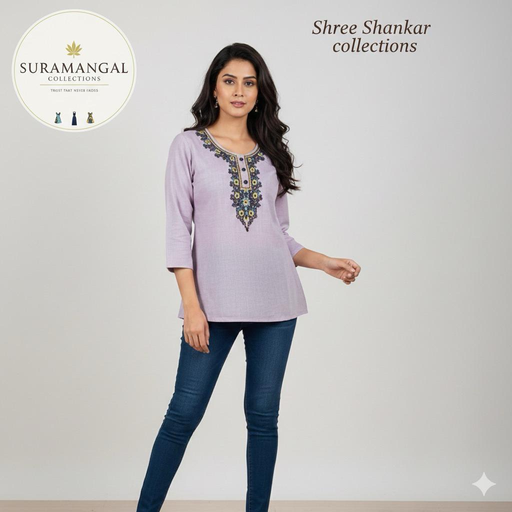 Multi Colour Jeans Top - L Size Available