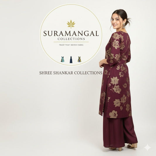 Maroon Blossom Co-ord Set – Graceful Ethnic Charm  - L, M, XXL Sizes Available