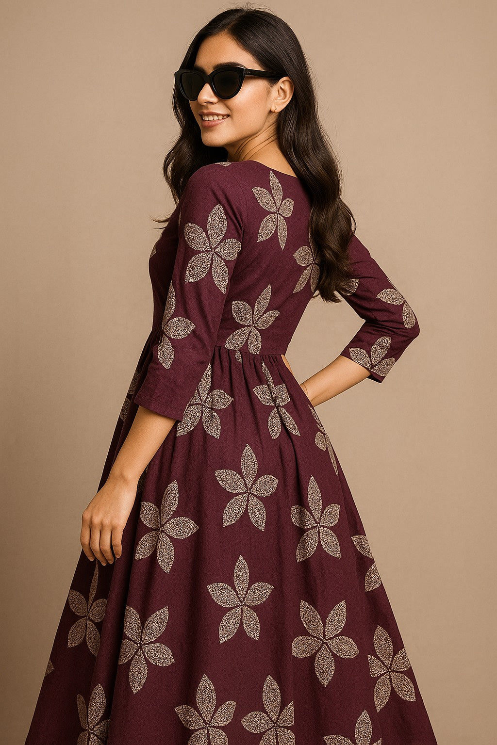 Maroon colour Embroidered Kurthi – Timeless Elegance in Every Stitch