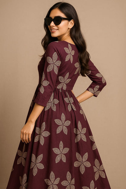 Maroon colour Embroidered Kurthi – Timeless Elegance in Every Stitch