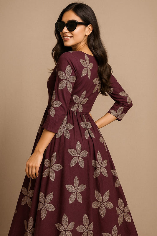 Maroon colour Embroidered Kurthi – Timeless Elegance in Every Stitch