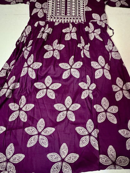 Maroon colour Embroidered Kurthi – Timeless Elegance in Every Stitch