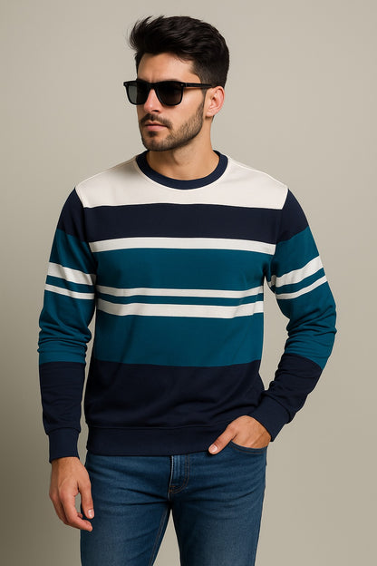 Ocean Breeze Striped Sweatshirt – Casual Comfort in Blue & White
