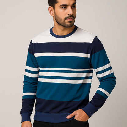 Ocean Breeze Striped Sweatshirt – Casual Comfort in Blue & White