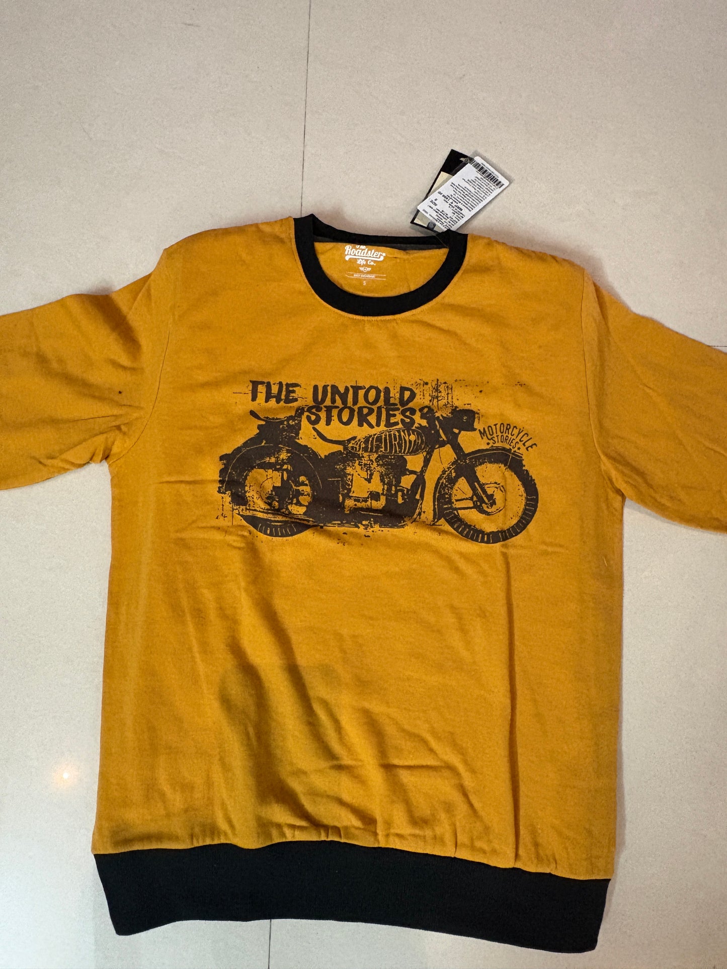Mustard & Black Motorcycle Graphic T-Shirt – Youth Edition