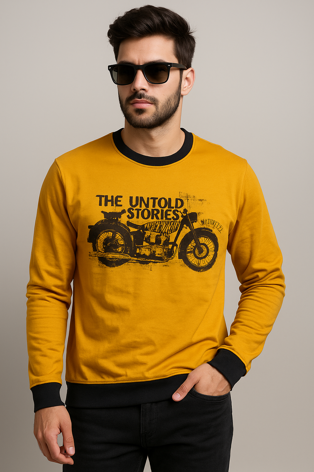 Mustard & Black Motorcycle Graphic T-Shirt – Youth Edition