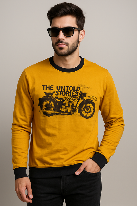 Mustard & Black Motorcycle Graphic T-Shirt – Youth Edition