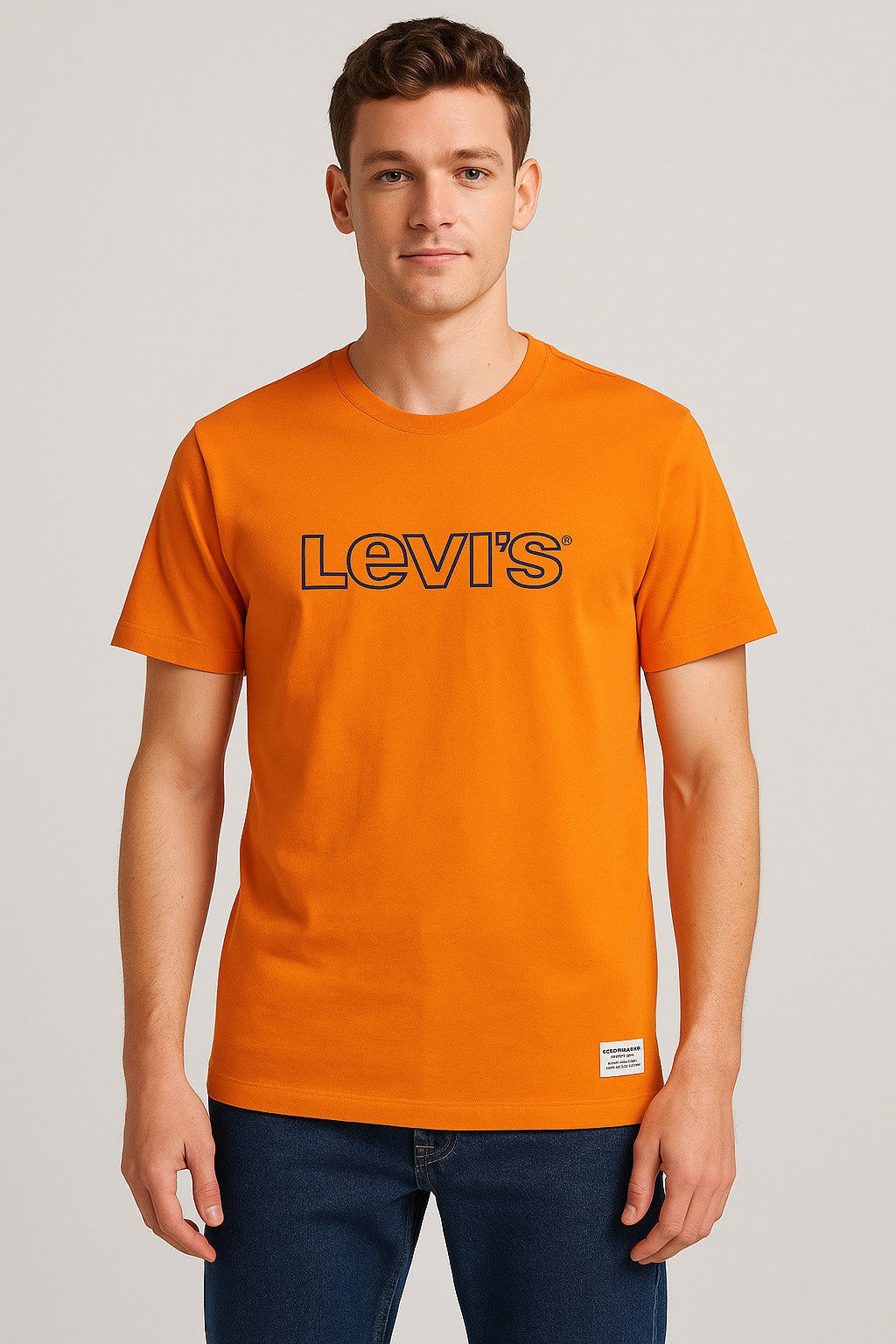 Orange Color Round Neck Printed T-Shirt