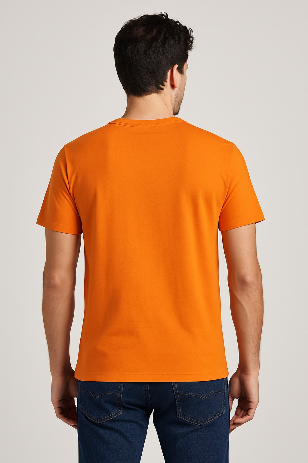Orange Color Round Neck Printed T-Shirt