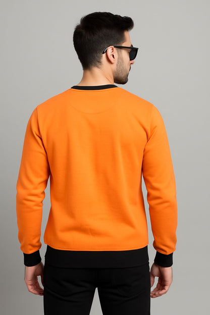 Orange "Positive Vibes" Sweatshirt – Black Collar & Abstract Graphic