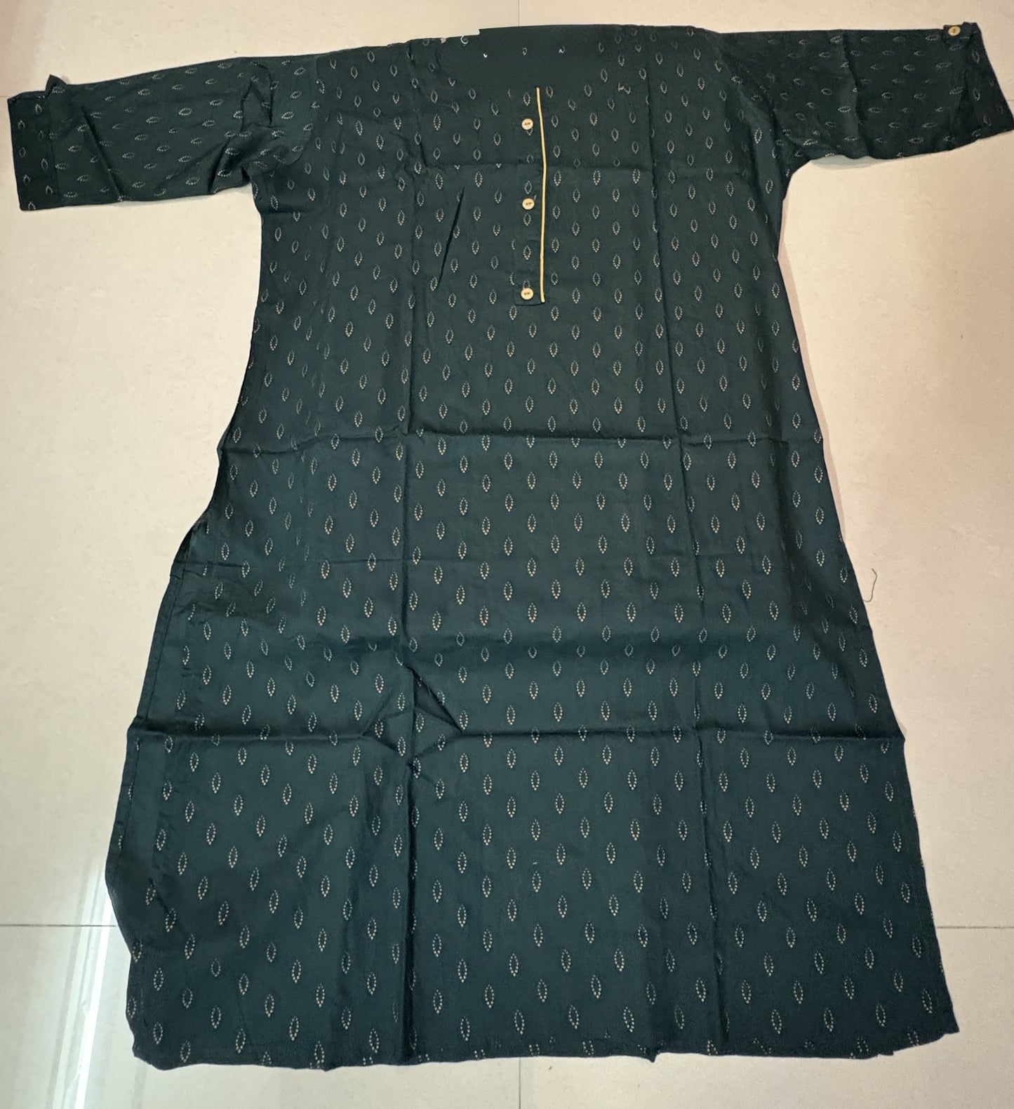 Regal Green Kurta with Golden Motifs – Festive Edition