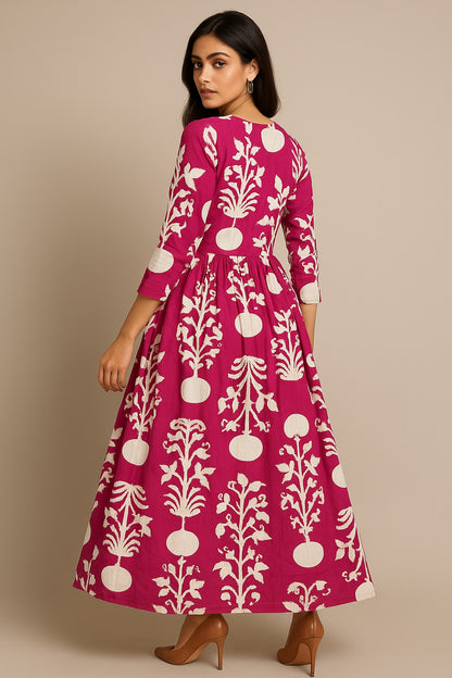 Magenta Grace Kurthi – Embroidered Elegance with Floral Charm