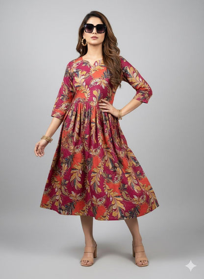 Pink Petal Kurthi – Floral Festive Charm - XL Size Available