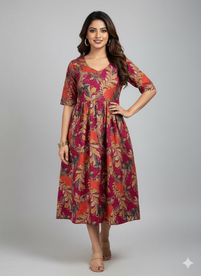 Pink Petal Kurthi – Floral Festive Charm - XL Size Available