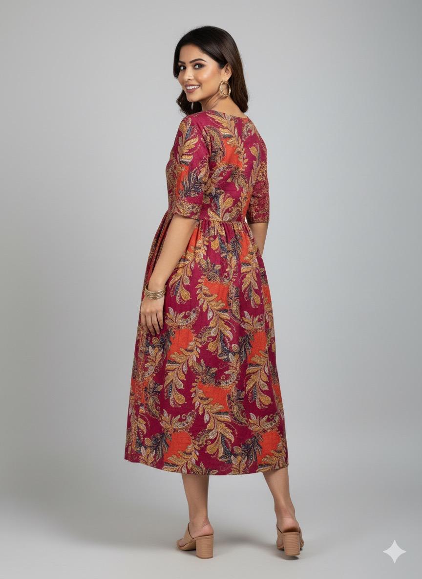 Pink Petal Kurthi – Floral Festive Charm - XL Size Available