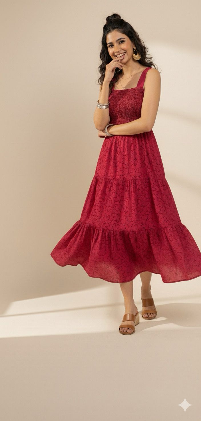 Crimson Bloom Long Frock – Grace in Every Fold