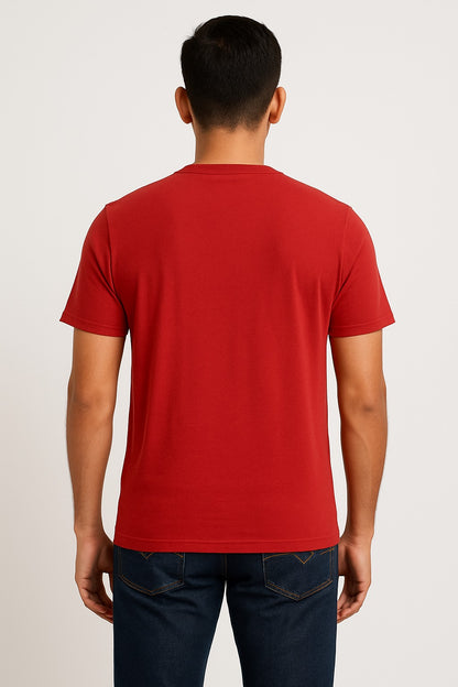 Red Color round Neck Printed T-Shirt for Men