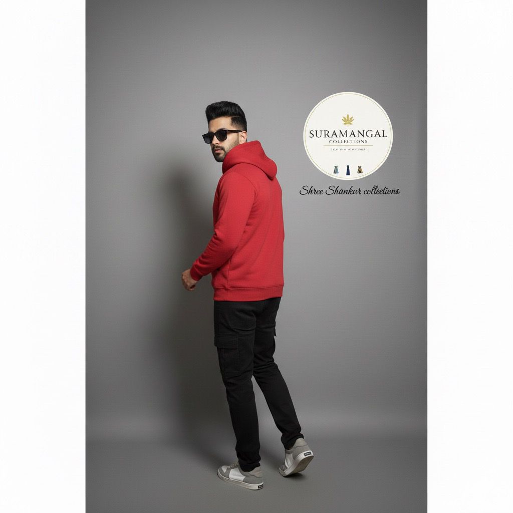 Red Cotton Hoodie Without Zipper – 300 GSM | S‑XXL (Copy)