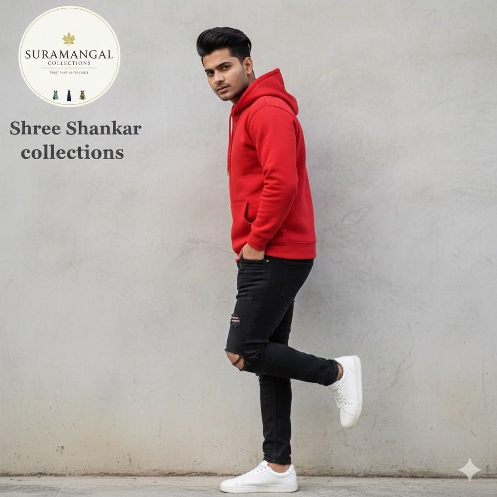 Red Cotton Hoodie Without Zipper – 300 GSM | S‑XXL (Copy)
