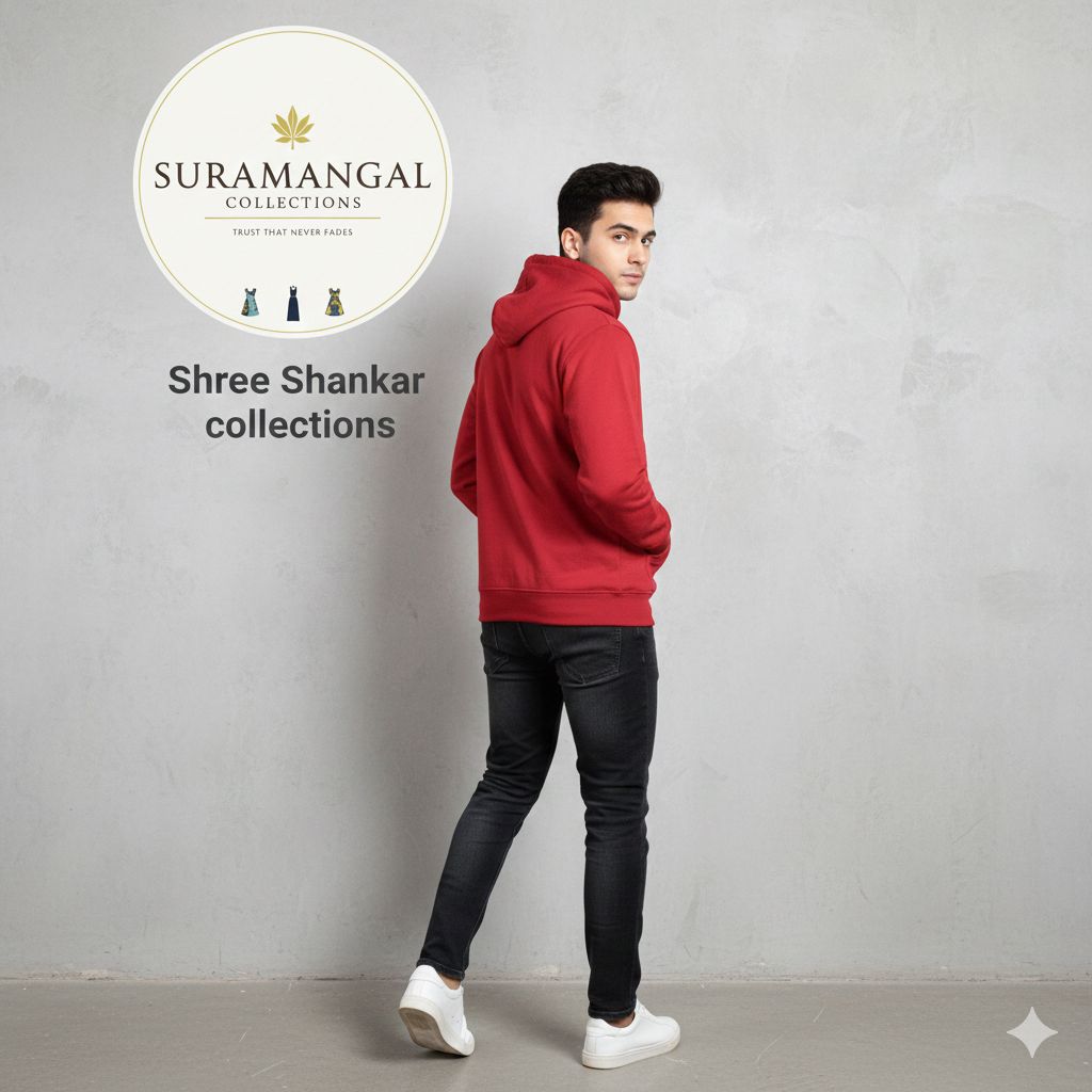 Red Cotton Hoodie Without Zipper – 300 GSM | S‑XXL (Copy)