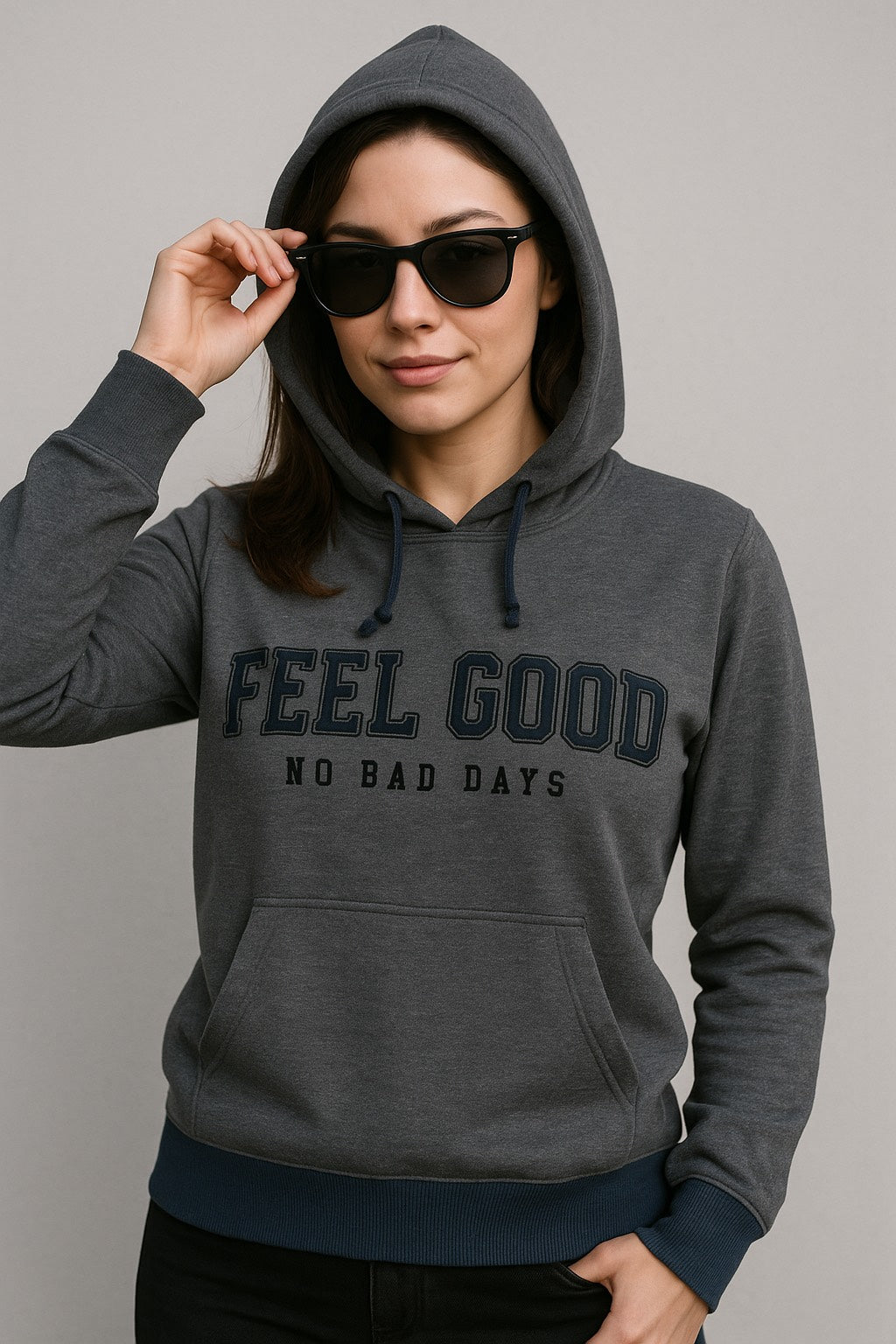 Gray “FEEL GOOD” Hoodie – No Bad Days Edition