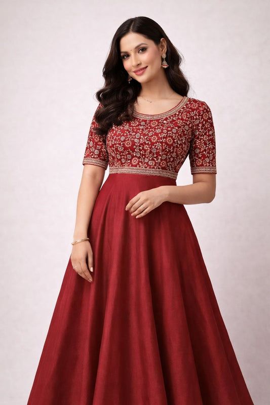 Regal Pink Anarkali – Embroidered Elegance - M, L & XXL SizeAvailable