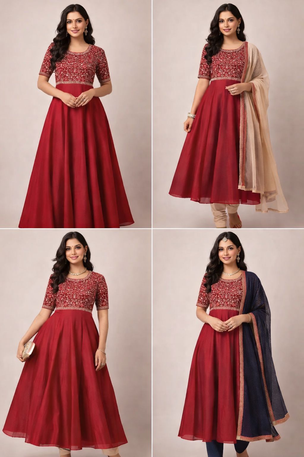 Regal Pink Anarkali – Embroidered Elegance - M, L & XXL SizeAvailable
