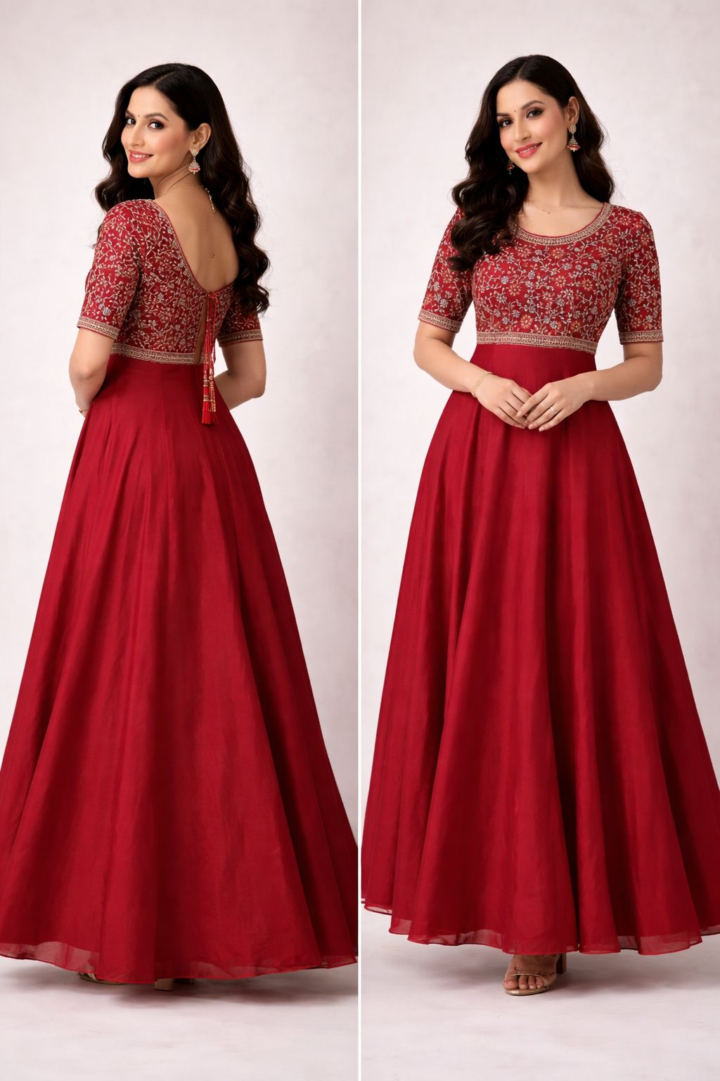 Regal Pink Anarkali – Embroidered Elegance - M, L & XXL SizeAvailable