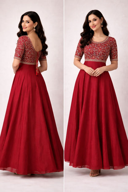 Regal Pink Anarkali – Embroidered Elegance - M, L & XXL SizeAvailable