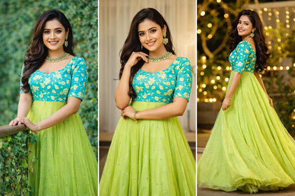 Mehfil Bloom Lehenga Set – Turquoise & Lime RadianceMehfil Bloom Lehenga Set – M , L, Xl & XXL Sizes Available