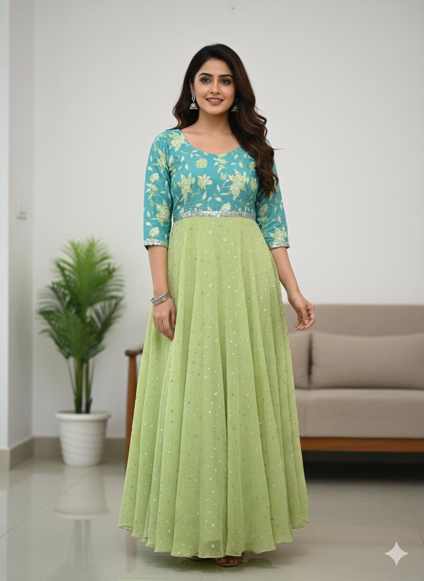 Mehfil Bloom Lehenga Set – Turquoise & Lime RadianceMehfil Bloom Lehenga Set – M , L, Xl & XXL Sizes Available
